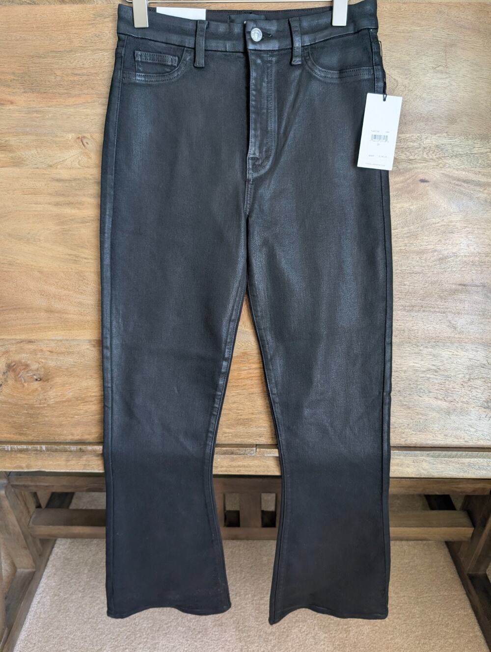 NWT 7 For All Mankind Skinny Boot Coated Jeans Womens 28 Black Denim High Rise